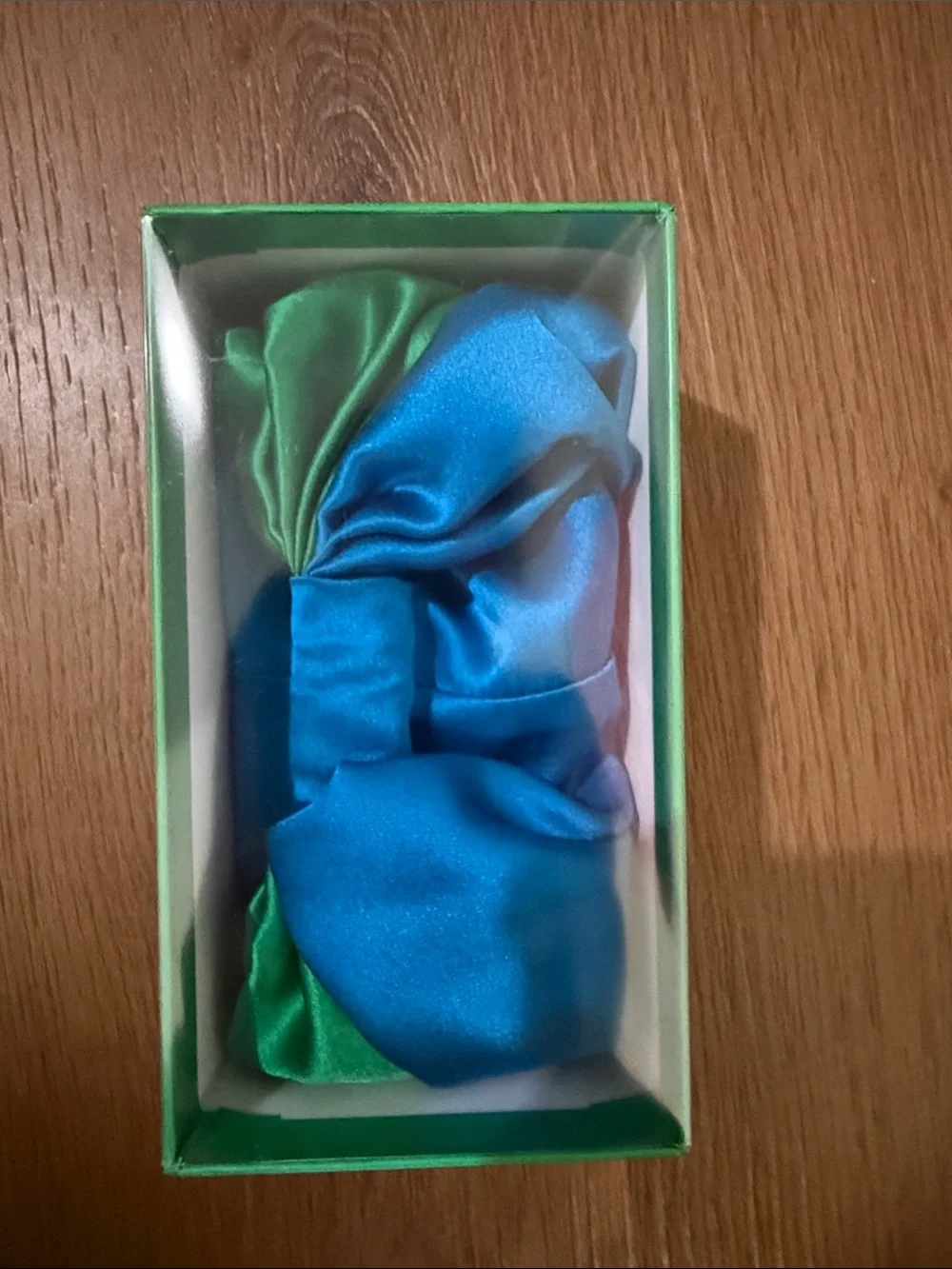 SILKE London Silk Hair Wrap - Green & Blue Patterned Box